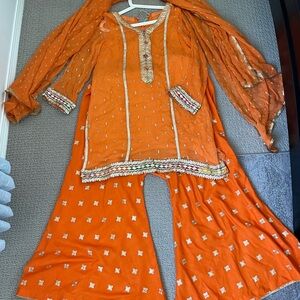 Kurti plazzo orange